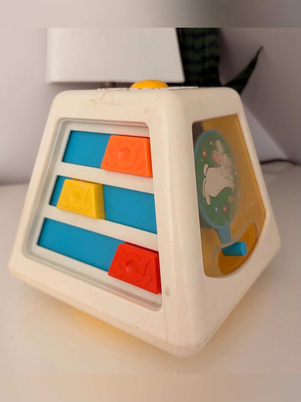 Fisher price vintage Classic White and Blue Shape Slider Activity Toy for Kids